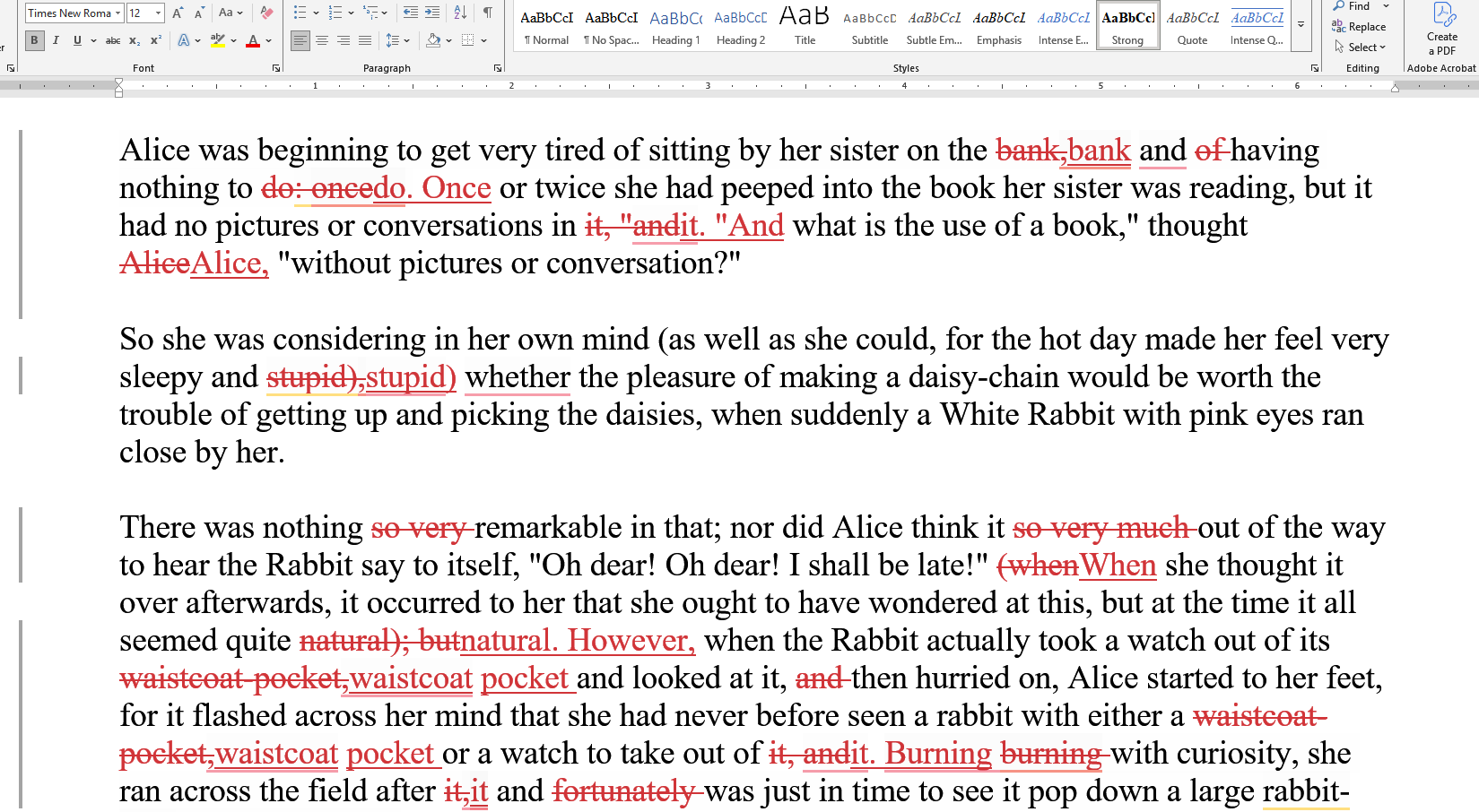 A screenshot showing editGPT's tracked changes in Microsoft Word