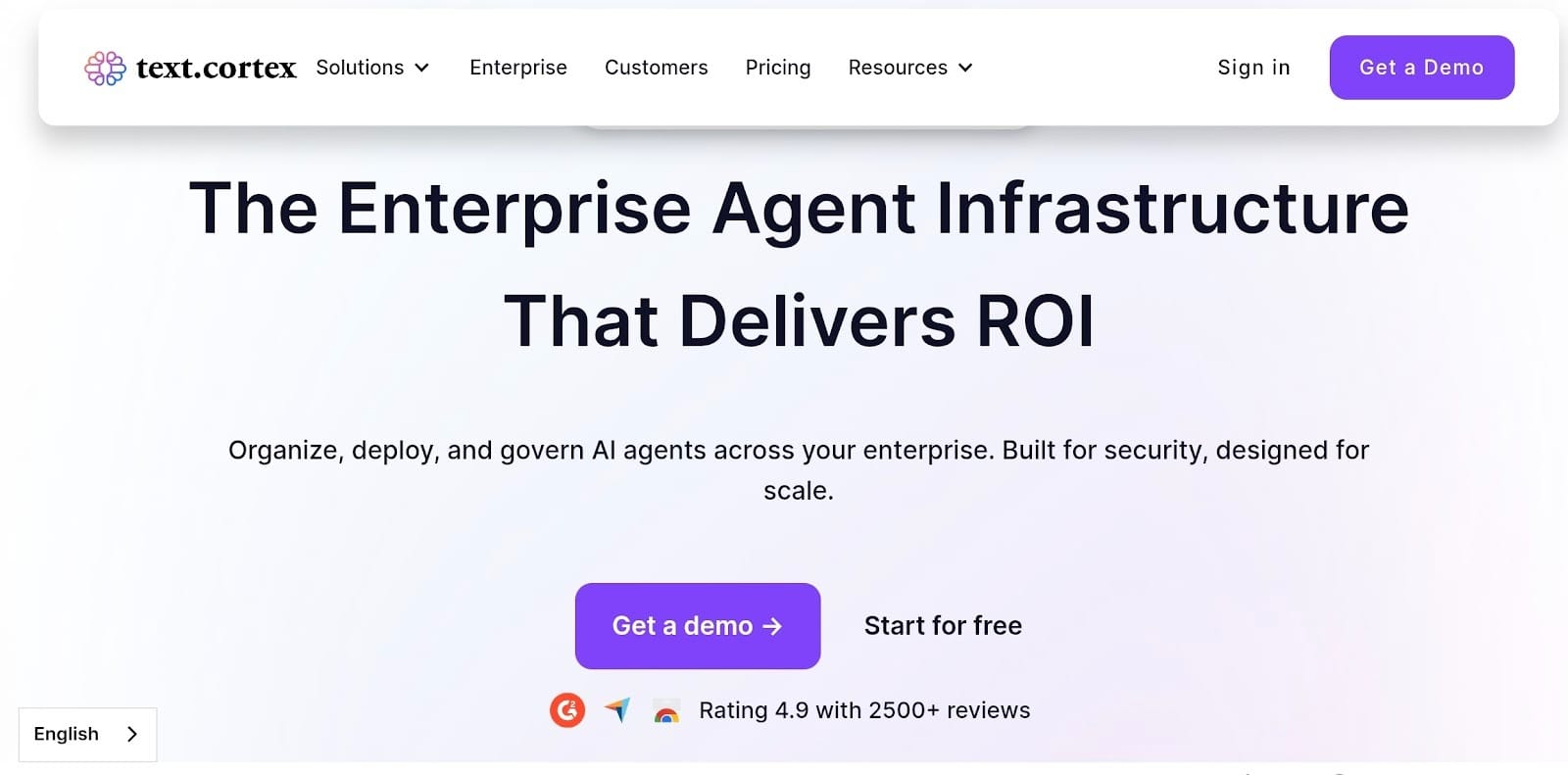 Homepage of AI writing tool TextCortext