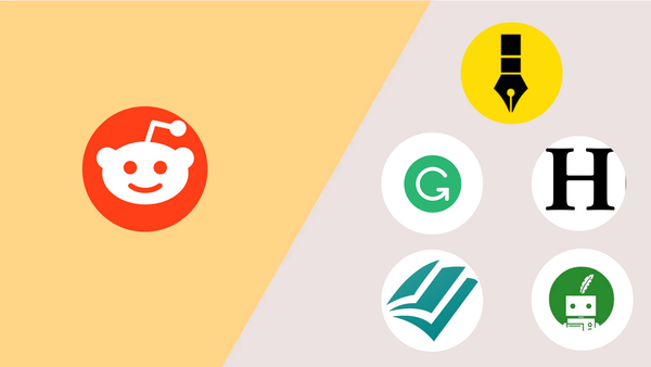image showing the logos of Reddit, editGPT, Grammarly, Hemingway Editor, ProWritingAid, and Quillbot