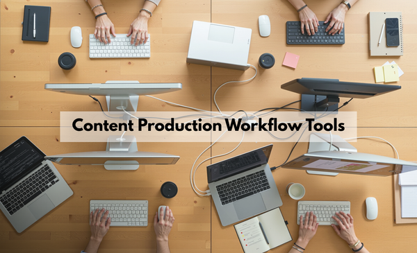 An image showing a content production team working in a workflow